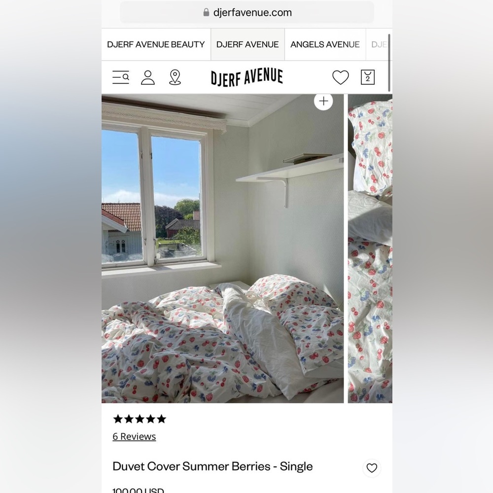 Djerf Avenue Summer Berries Duvet Cover and ONE pillowcase